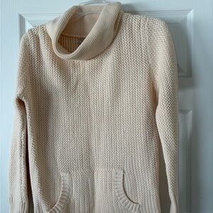 Old Navy Cream Cowl-Neck Knit Sweater with Front Pockets